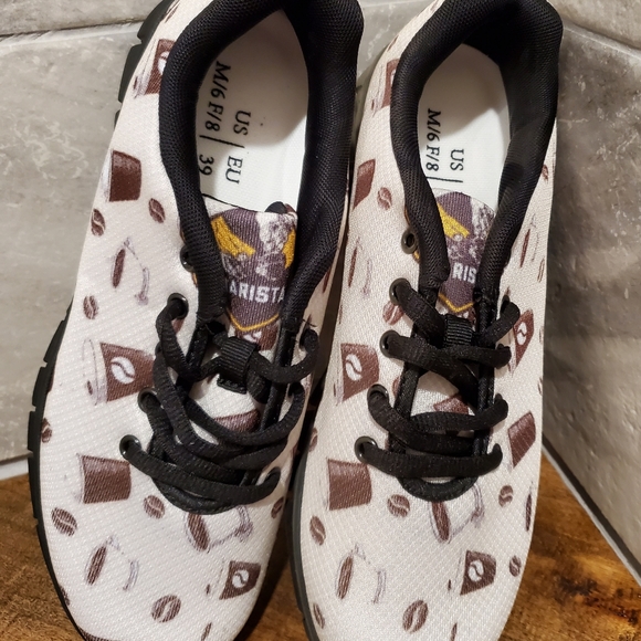 Coffee Shoes Sneakers Size 8 White Coffee Theme - Picture 4 of 8